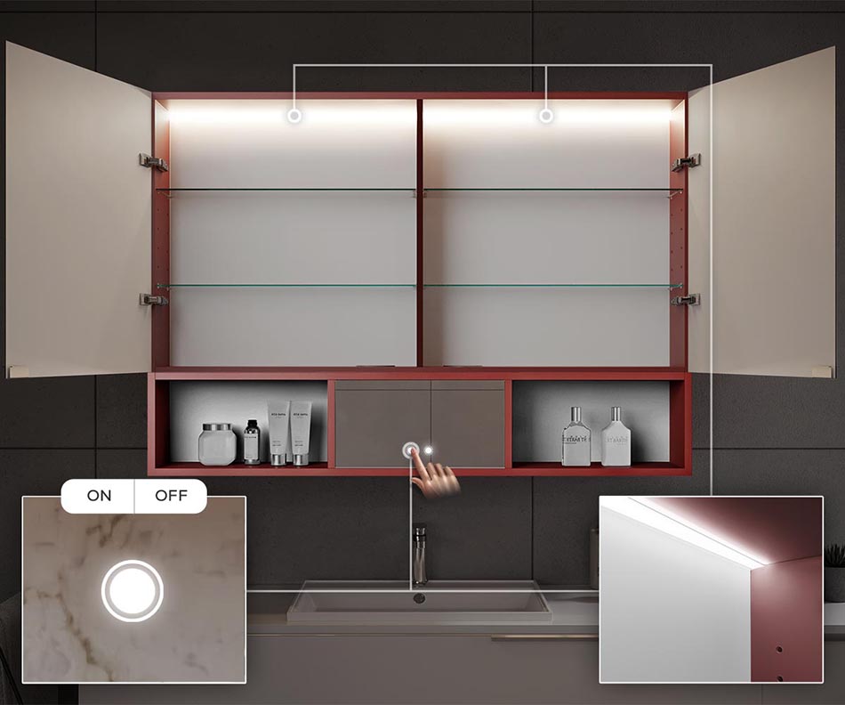 LED осветление вътре в шкафа