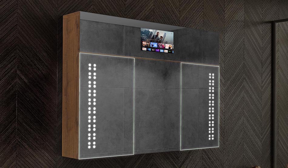 Сара - модерен шкаф с LED осветление, часовник и Bluetooth | ARTFORMA