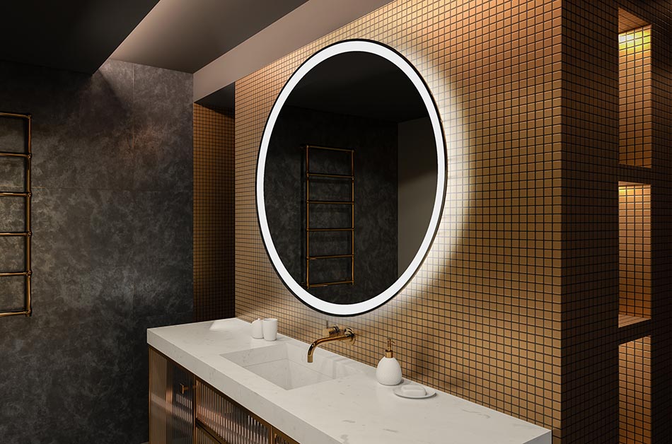 Кръгло огледало със светодиодна подсветка, идеално за атмосферни интериори | ARTFORMA