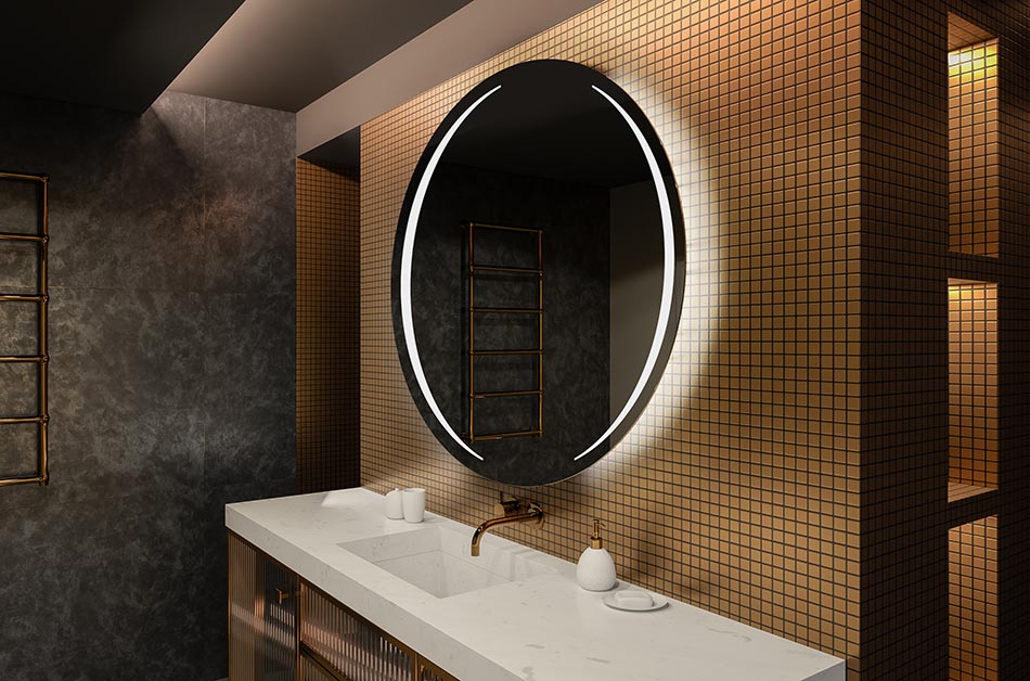 Кръгло огледало със светодиодна подсветка, идеално за атмосферни интериори | ARTFORMA