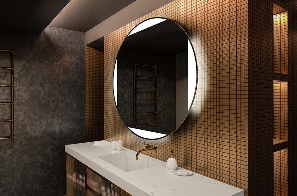 Кръгло огледало със светодиодна подсветка, идеално за атмосферни интериори | ARTFORMA