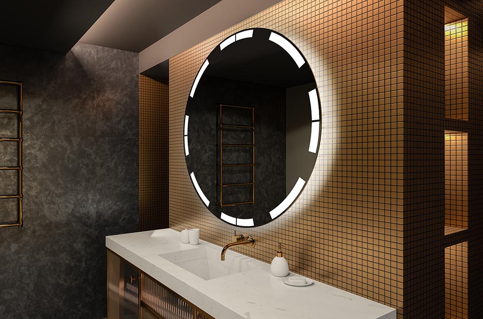 Кръгло огледало със светодиодна подсветка, идеално за атмосферни интериори | ARTFORMA