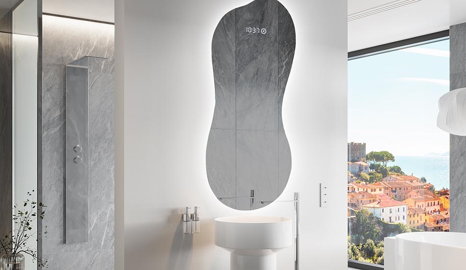 Огледало с неправилна форма с меко амбиентно осветление за елегантни интериори | ARTFORMA