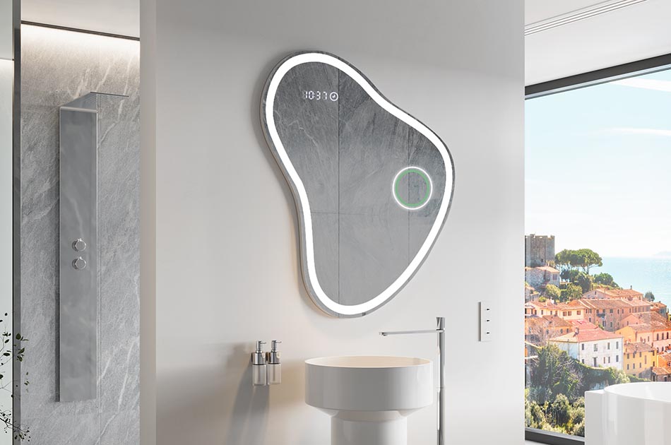 Огледало с неправилна форма с меко амбиентно осветление за елегантни интериори | ARTFORMA