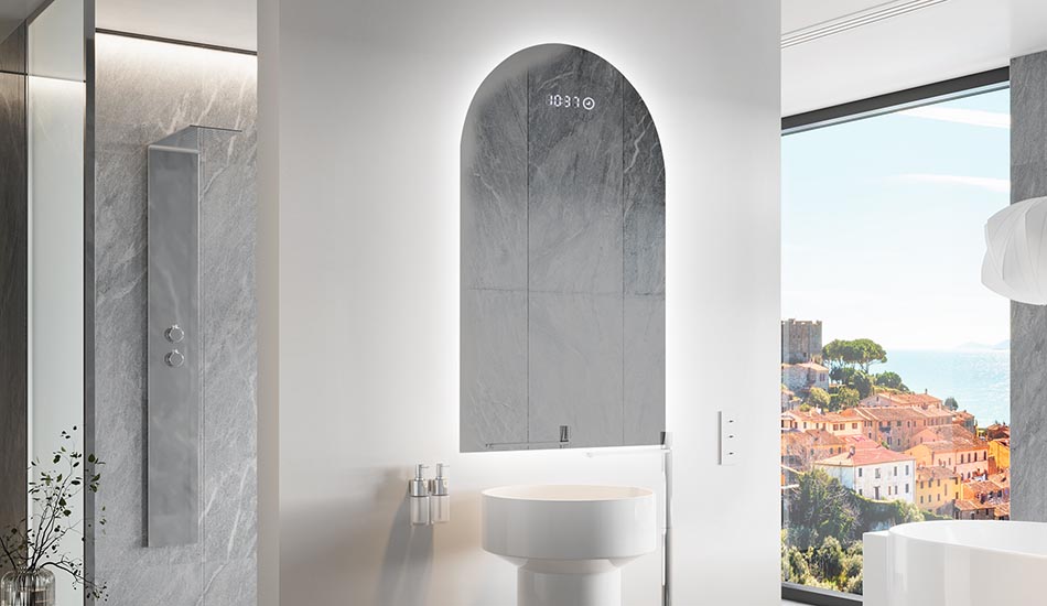 Огледало с неправилна форма с меко амбиентно осветление за елегантни интериори | ARTFORMA