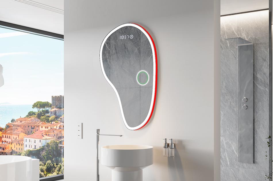 Огледало с неправилна форма с меко амбиентно осветление за елегантни интериори | ARTFORMA