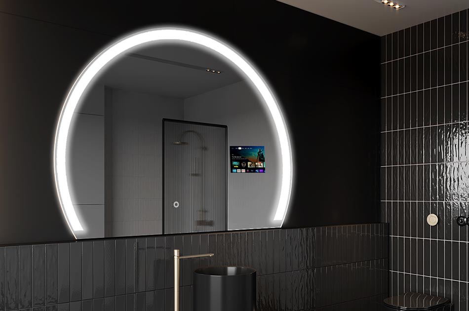Неправилно LED огледало с дисплей за времето и сензорен панел | ARTFORMA