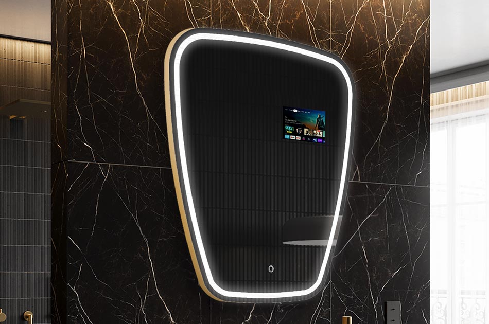 Неправилно LED огледало с дисплей за времето и сензорен панел | ARTFORMA