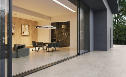 Глазиран гранитогрес за под 120x280 см, сив камък, матов, A4H1129 Agathos Grey