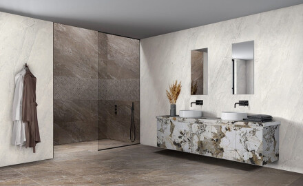 Глазиран гранитогрес за под 120x280 см, кафяв, каменен, матов, A4H1133 Agathos Multicolor
