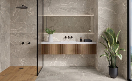 Каменен гранитогрес с жилки за под 100x100, матов, сив A4H506 Volterra Grey
