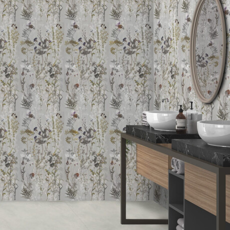 Грес за стена 60x120 см, сив, с флорални мотиви, матов, A4H919 Glame #2
