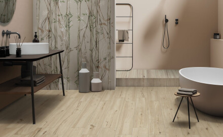 Грес за стена 60x120 см, сив, с растителни мотиви, матов, A4H920 Erbario