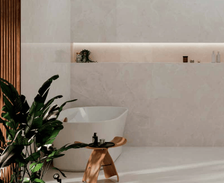 Голямоформатен гранитогрес 100x100, мрамор с жилки, гланц A4H941 Saffire Cream