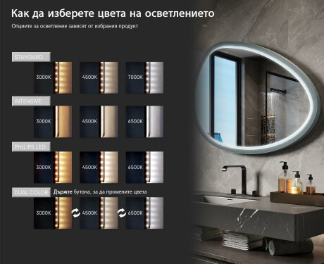 Асиметрично LED огледало с лакирана MDF рамка L310 #5
