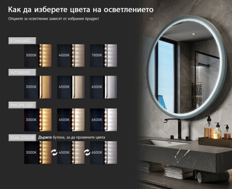 Кръгло LED огледало с лакирана MDF рамка L306 #5