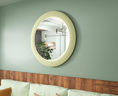 LED огледало с MDF в кръгла, лакирана рамка L306