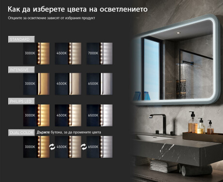 Заоблено LED огледало с лакирана MDF рамка L305 #5