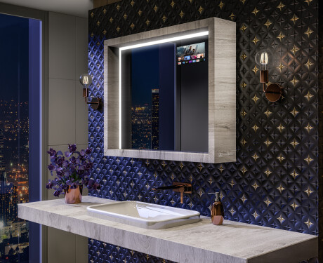 LED огледало за баня с рамка WoodenFrame в цвят Дъб Oslo