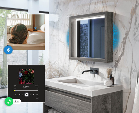 LED огледало за баня с рамка WoodenFrame в цвят Дъб Oslo #5