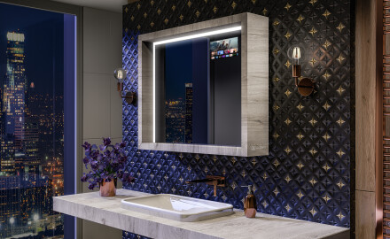 LED огледало за баня с рамка WoodenFrame в цвят Дъб Oslo