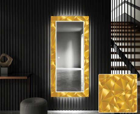 Декоративно Огледало С Подсветка LED За Антре - Gold Triangles