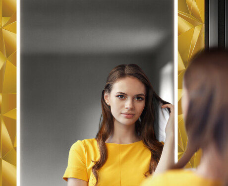 Декоративно Огледало С Подсветка LED За Антре - Gold Triangles #12