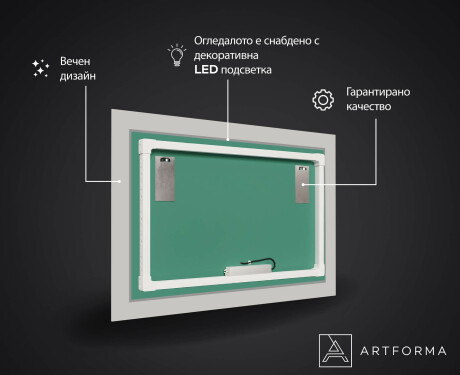 Декоративно Огледало С Подсветка LED За Антре - Gold Triangles #3