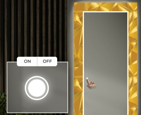 Декоративно Огледало С Подсветка LED За Антре - Gold Triangles #4