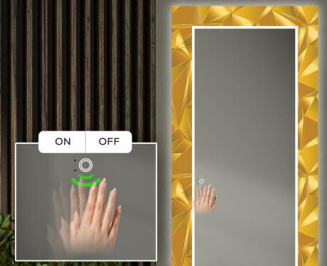 Декоративно Огледало С Подсветка LED За Антре - Gold Triangles #5