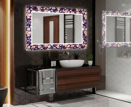 Декоративно Огледало С Подсветка За Баня - Elegant Flowers #2