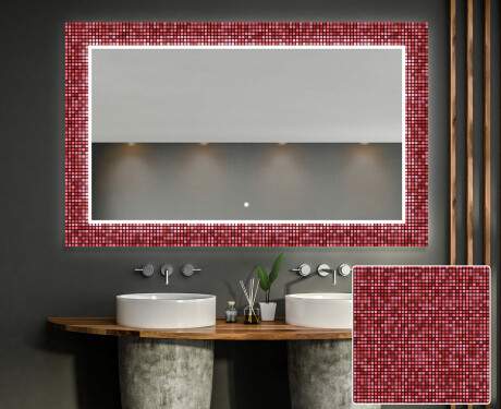 Декоративно Огледало С Подсветка За Баня - Red Mosaic