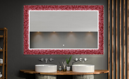 Декоративно Огледало С Подсветка За Баня - Red Mosaic