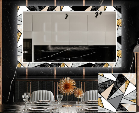 Декоративно Огледало С Подсветка LED За Трапезария - Marble Pattern