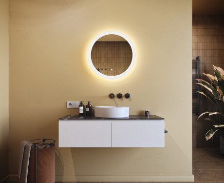 Кръгло огледало за баня с LED осветление 60 см c Dual color, Сензорен превключвател #8