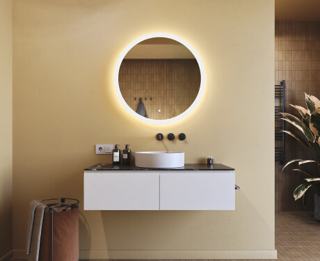 Кръгло огледало за баня с LED осветление 80 см c Dual color, Сензорен превключвател #8