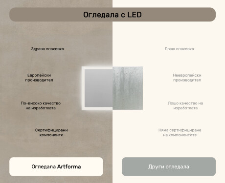 Правоъгълно огледало за баня с LED осветление 100x70 см c Dual color, Сензорен превключвател #6