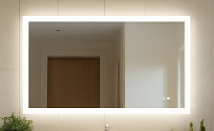 Правоъгълно LED осветено огледало за баня 120x70 см c Dual color, Сензорен превключвател, Отоплителна рогозка