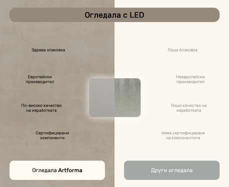 Заоблено огледало за баня с LED осветление, 80×60 см, двуцветно, тъч‑ключ, отоплителна подложка #7