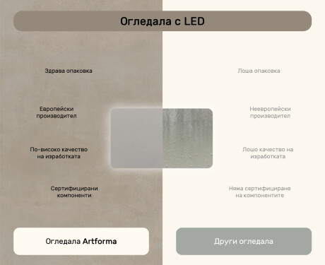 Заоблено огледало за баня с LED осветление, 120×70 см, двуцветно, тъч‑ключ, отоплителна подложка #7