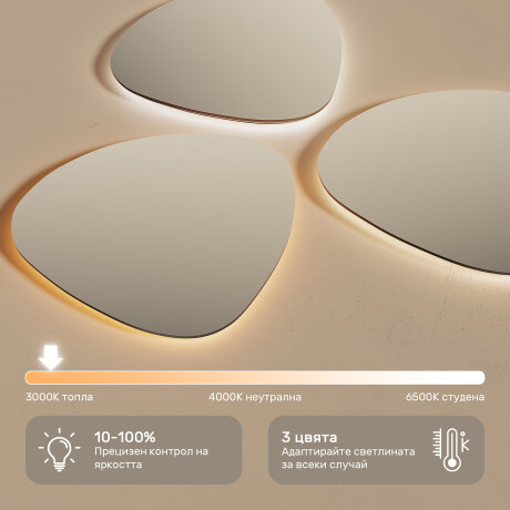 Неправилно огледало с LED осветление в черна алуминиева рамка #5