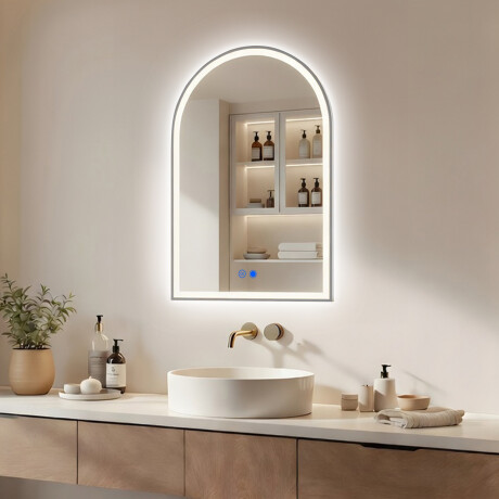 LED огледало с неправилна форма – 60x90/70x100 см в сребриста алуминиева рамка #1