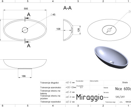 Умивалник NICE MIRASOFT