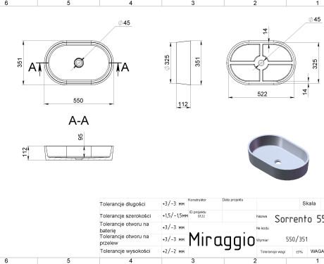 Умивалник SORRENTO MIRASOFT