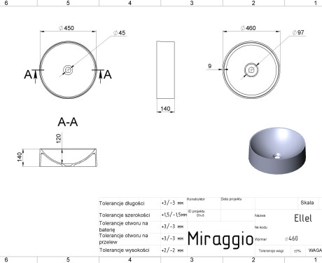 Умивалник ELLEL MIRASOFT