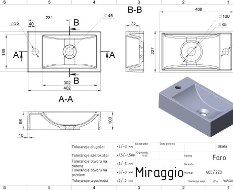 Умивалник FARO MIRASOFT