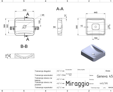 Умивалник GENEVA MIRASOFT