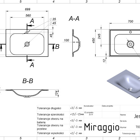 Умивалник JESSEL 700 MIRASOFT #1