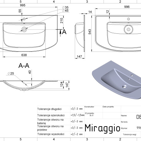 Умивалник DEA 1000 #5