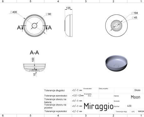 Умивалник MOON MIRASOFT
